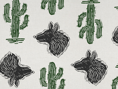 Desert Theme Surface Pattern Design | Linocut block print block printing illustration linocut pattern printmaking surface design surface pattern design