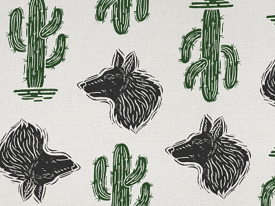 Desert Theme Surface Pattern Design | Linocut