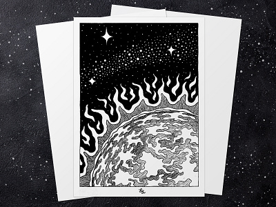"Space Three" | Space Series | Ink Illustration drawing galaxy illustration solar space sun universe
