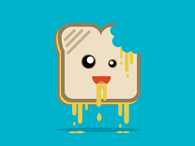 Cannadesign Dribbble Grilled Cheese Bitten cartoon design food funny graphic design grilled cheese icon illustrator kindtyme