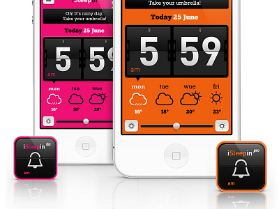 App Alarm Clock iSleepin alarm app apple clock design flip graphic gui icon icons ios iphone isleepin mobile photoshop snooze time ui weather