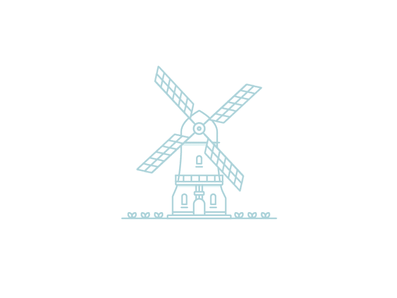 Windy Dutch Country amsterdam animation drawing flowers gif illustration netherlands outline tulip vector windmill