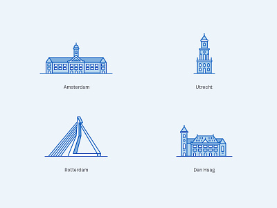 Netherlands Cities icon illustration monuments netherlands