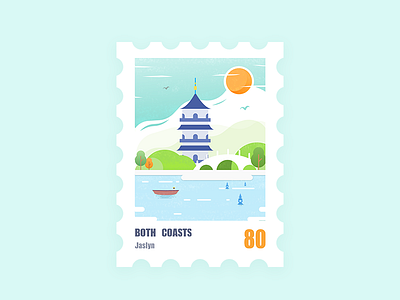 Stamp illustration hangzhou stamps