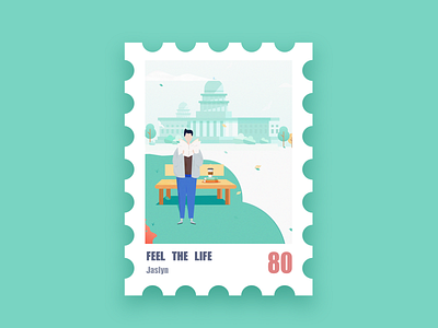 Stamps illustrations book green illustrations life newspaper stamps