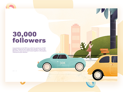 30000 followers car green illustrations page people web