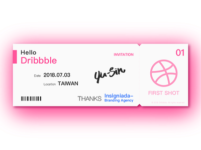 Hello Dribbble debut dribbble first invitation shot simple ticket