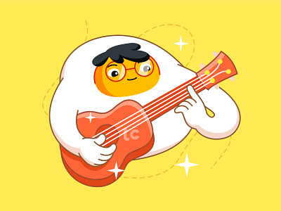 The musician. Egg character achievement character design easter easter egg easter eggs egg eggs food guitar hobby icon illustration lineart music musician red sticker vector yellow