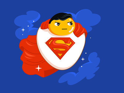Superman. Egg. 2d achievement blue character easter egg food handsome illustration lineart marvel marvelcomics power sky stars sticker superhero superman superpower vector