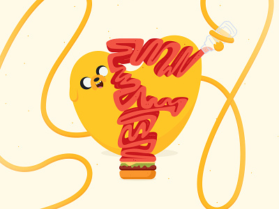 36 days of type - F 2d 36daysoftype adventure time burger cartoon cooking dog f letter fast food font food hungry illustration jake the dog ketchup luck lunch meal vector yellow