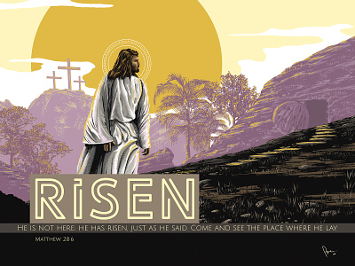 This is great news! HE IS RISEN! Jesus is Alive! alive christian church cross digital painting easter easter sunday illustration jesus matthew 28 6 risen sermon sunday tomb