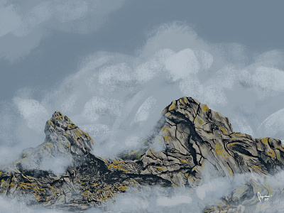 Foggy Mountains digital painting fog illustration mountain range mountains outdoor outdoor art painting