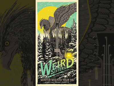 Weird Sisters: Winter Wizard Tour 94 - Harry Potter amp art digital art digital painting gigposter harrypotter hogwarts illustration movie movie poster poster posterdesign wizard wizarding world