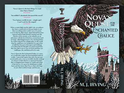 Nova's Quest Book Cover Illustration book design castle chalice cover design eagle fantasy fantasy art illustration illustration art kingdom mountains