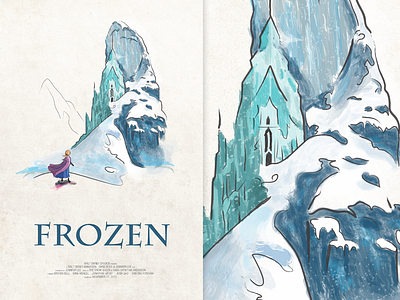 Frozen castle digital painting disney frozen illustration movie poster print snow winter