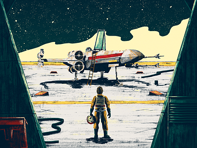 Star Wars: "Suit Up" digital painting luke r2 d2 space star wars x wing