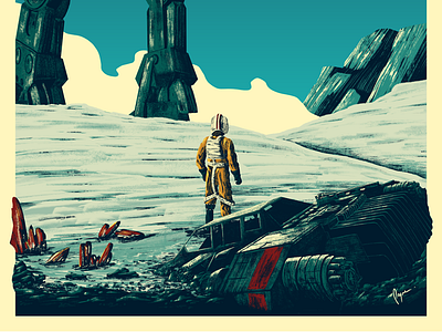 "Stranded" - Star Wars: The Empire Strikes Back atat digital painting empire strikes back hoth movie poster snow speeder star wars