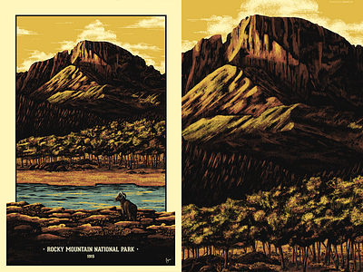 Rocky Mountain National Park digital illustration mountain national nature painting park ram rocky