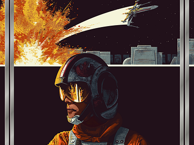 Star Wars Impressions: A New Hope a new hope death star digital painting illustration luke skywalker movie art star wars x wing