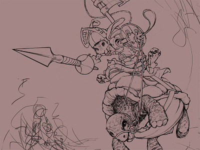 The Tortoise and the Hare armor fun hare illustration personal spear tale tortoise wip