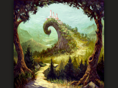 Curvedmountain curve fantasy forest landscape magic mountain nature whitecity