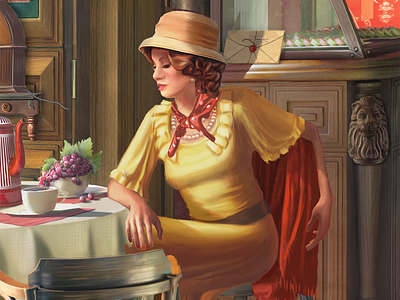 background character for June's Journey, mobile game. 1925 characterdesign dress game illustration lady roaringtwenties woman