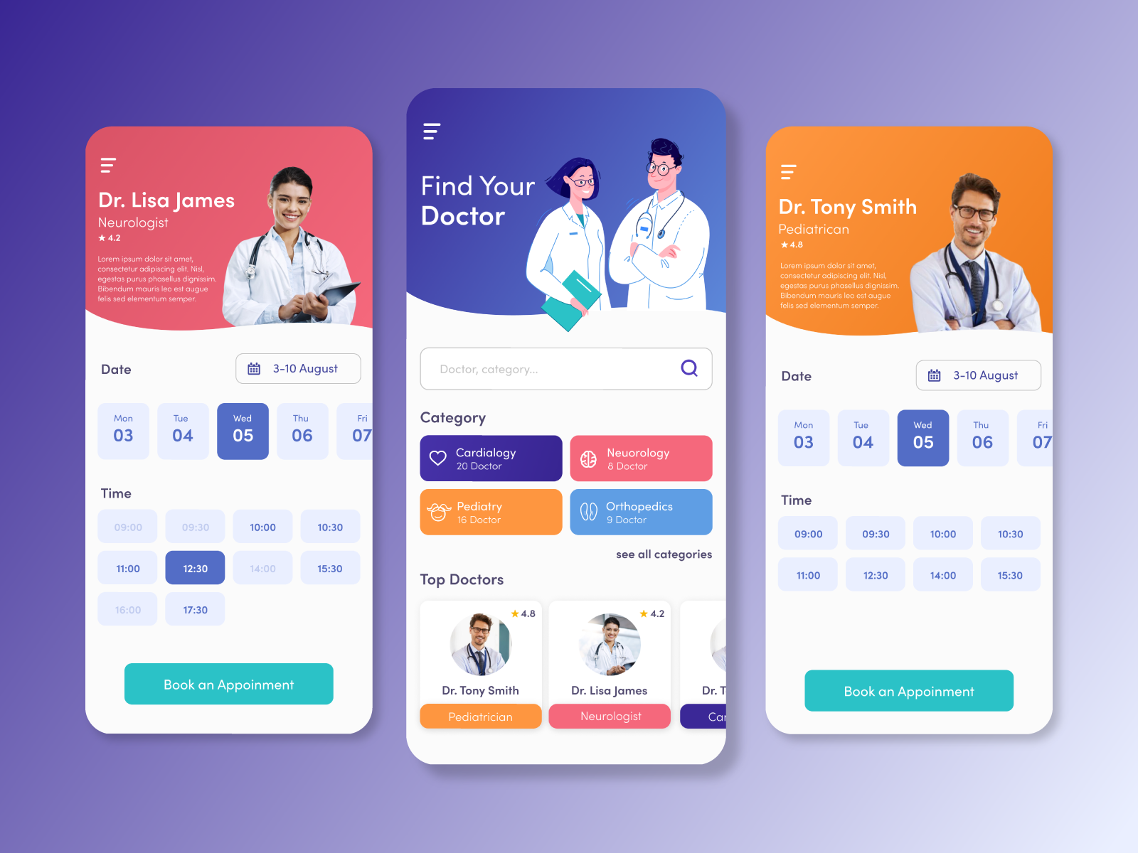 Doctor Appoinment App Design by Simge İslimye on Dribbble