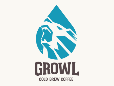 GROWL Cold Brew Coffee animal bear branding coffee cold brew design drop graphic growl jeff logo walter