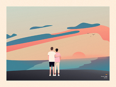 🏳️‍🌈Happy pride month 🏳️‍🌈 beach colorful gay gaylove gaypride illustration sunset