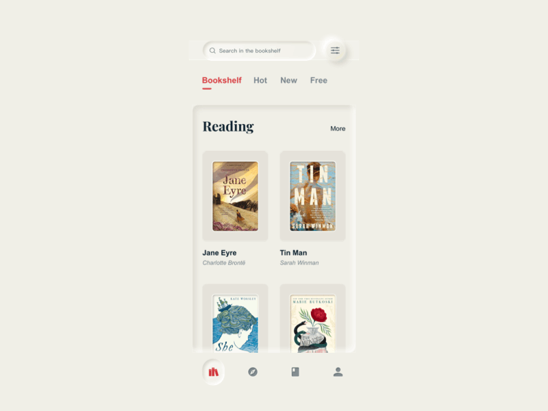 Reading Animation animations bookshelf design mobile neumorphism reading app ui ux