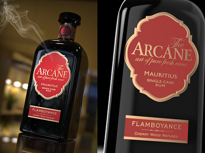 Arcane Rhum Flamboyance bottle design gold label pack rhum rum stamp
