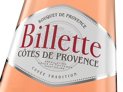 Listel - Billette Côtes de Provence 3d bottle design label packaging provence rosé wine