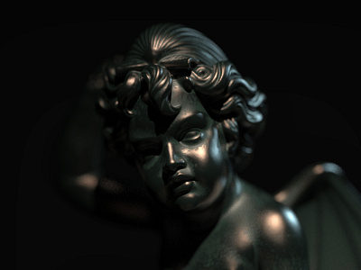 Angel Rendering 3D 3d angel bronze realistic rendering sculpture