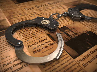 Handcuffs Rendering 3D 3d handcuffs keyshot police render vintage