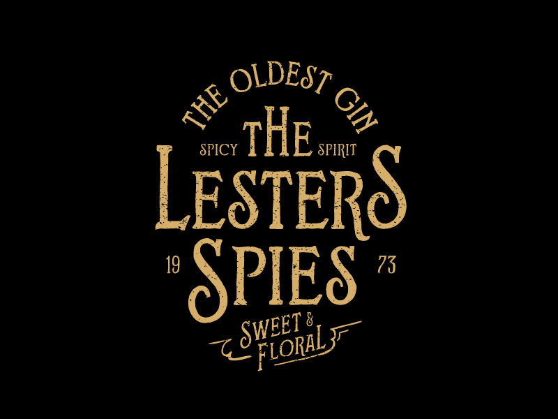 The Lesters Spies Gin blue bottle floral gin logo oldest packaging retro spices sweet vintage