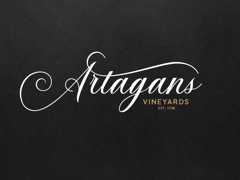 Artagans Vineyards logo calligraphy lettering logo vineyards