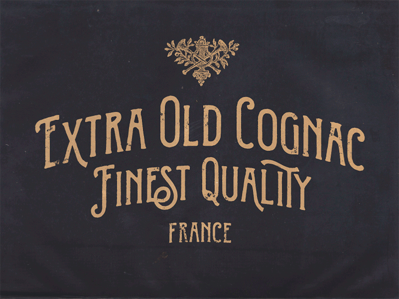 Extra Old Cognac cognac lettering typo