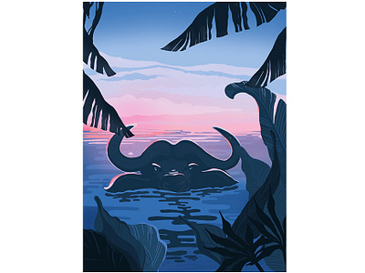 Kerala Vibe 2017 flat illustration natur procreate procreate app sunset travel