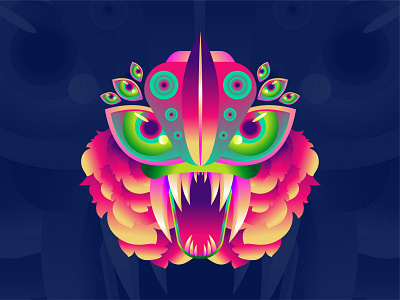 The red lion head artist beauty colorful eye fun happy illustration