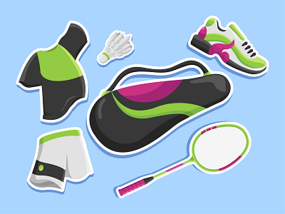 Badminton Stickers Set