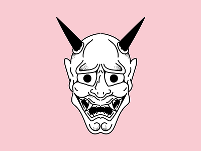 Japanese Mask Collection concept design fun icon illustration logo pink retro shot vector