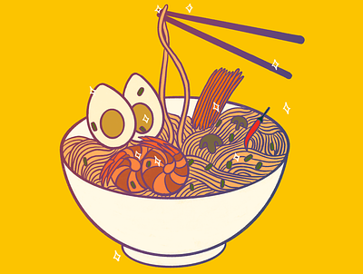 Ramen noodles digitalart icon illustration logo procreate