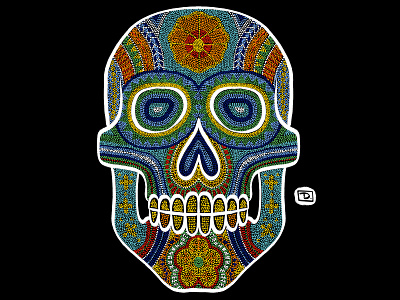 Dia De Los Muertos 2 digital digital art drawing huichol illustration mexico sketch skull