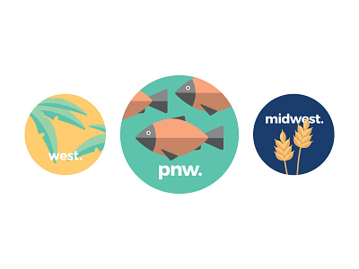Pedal Region Stickers biking graphic design iconography illustrator midwest pacific northwest pedal regions stickers vector west