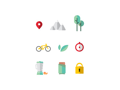 Pedal Icons biking feather fitness flat iconography illustration ui ux