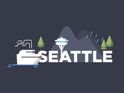 Seattle flat illustration pnw seattle vector