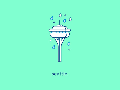 Seattle Icon city flat icon iconography rain seattle vector