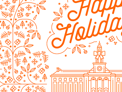 2017 Holiday Card Pattern Details card christmas design holiday iconography illustration mono line orange vector
