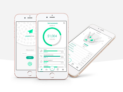 paperplane app app branding budgeting design flat iconography money travel ui ux