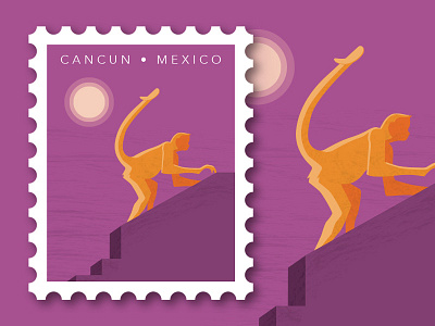 Travel Letters: Cancun, MExico illustration mexico minimal illustration monkey stamp stamp design travel travel illustration vector